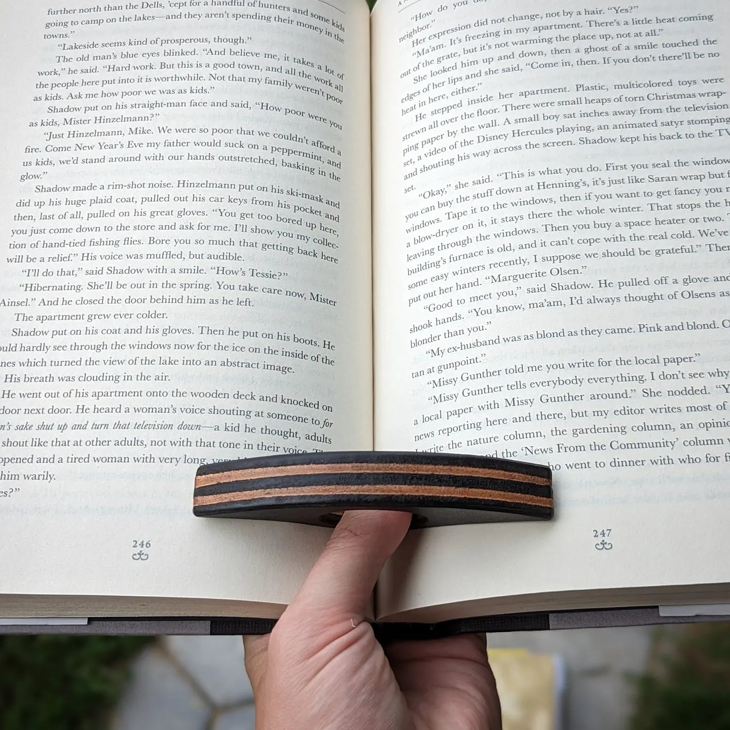 Stacked Leather Book Page Holder | Black + Tan
