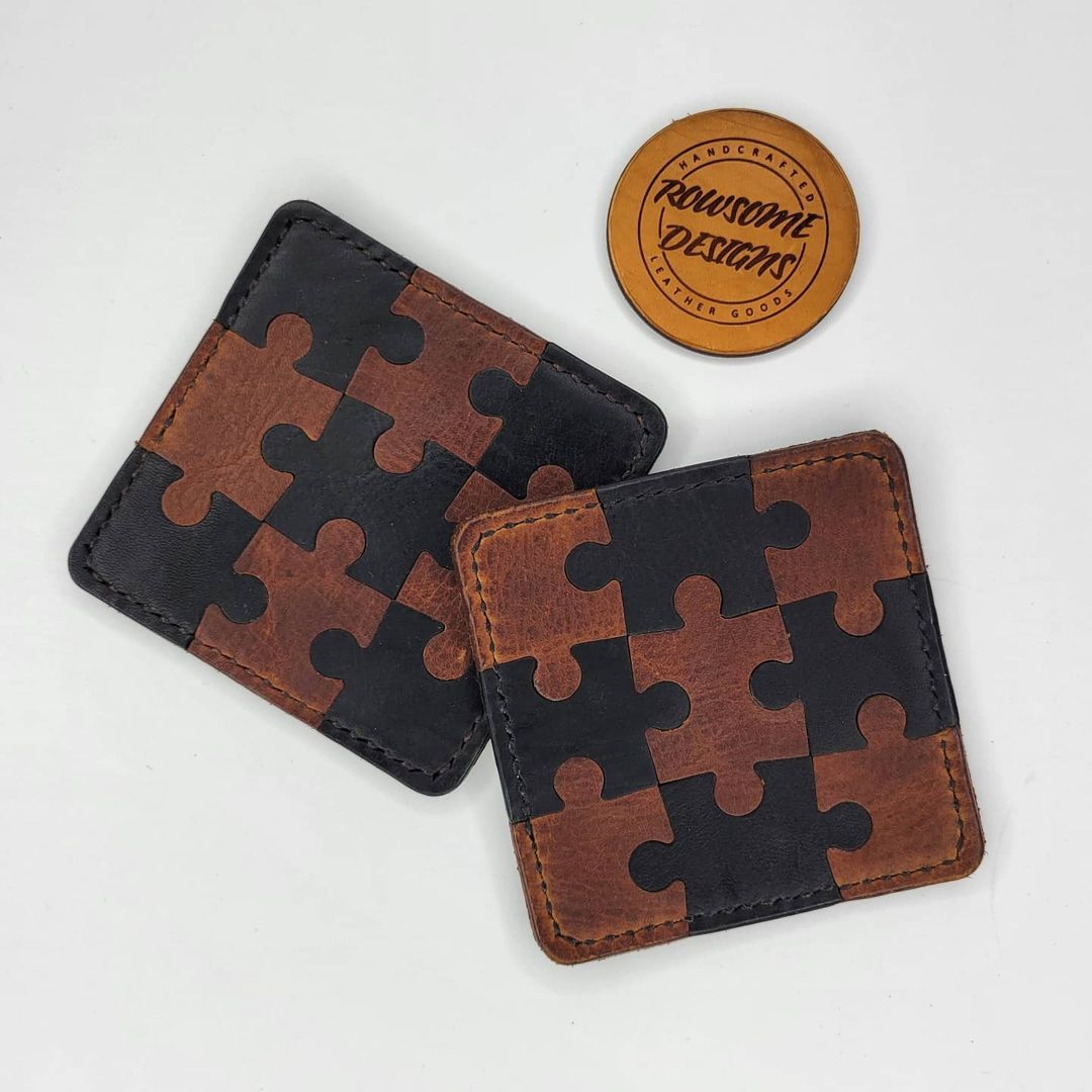Leather Puzzle Coasters | Set of Two