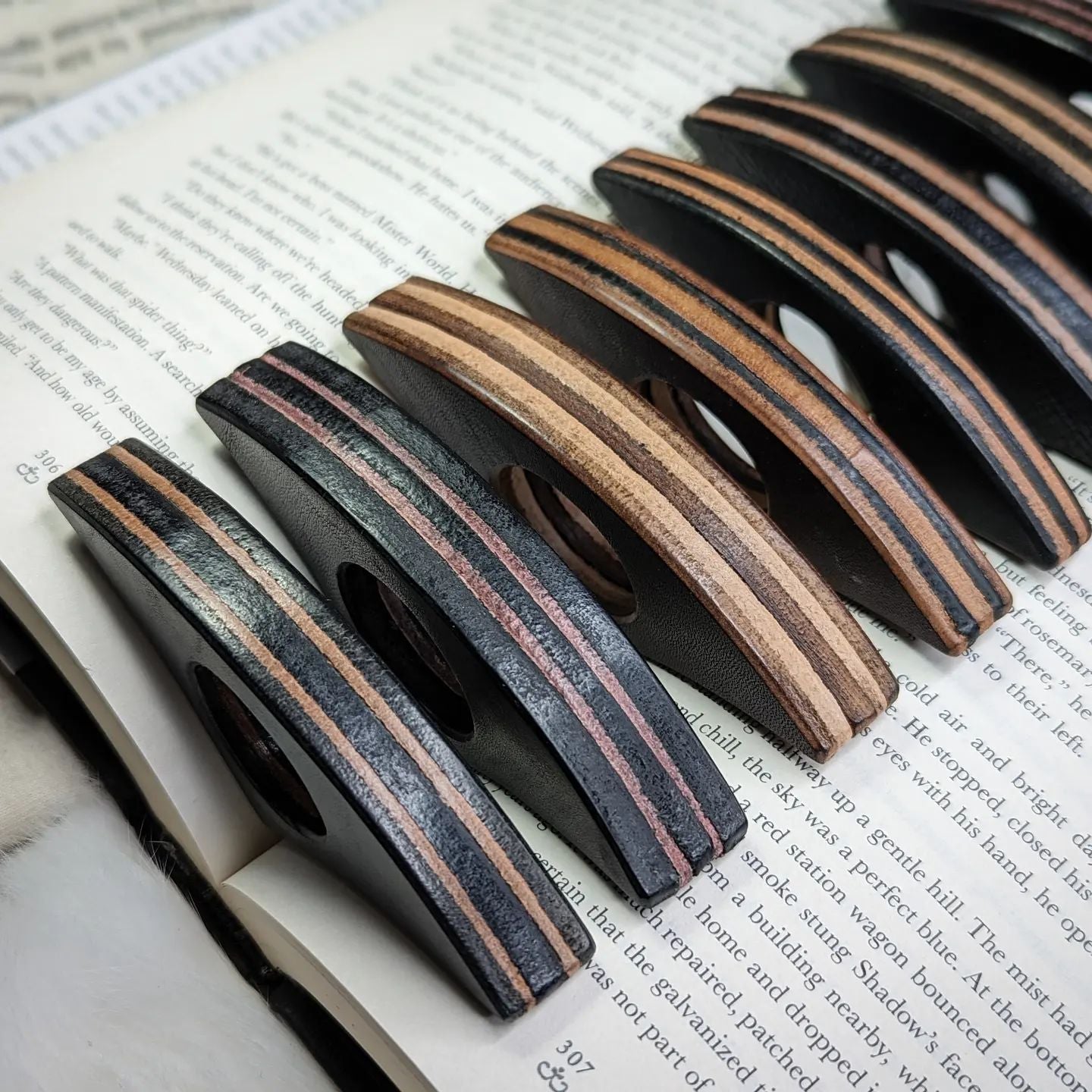 Stacked Leather Book Page Holders | One-Offs